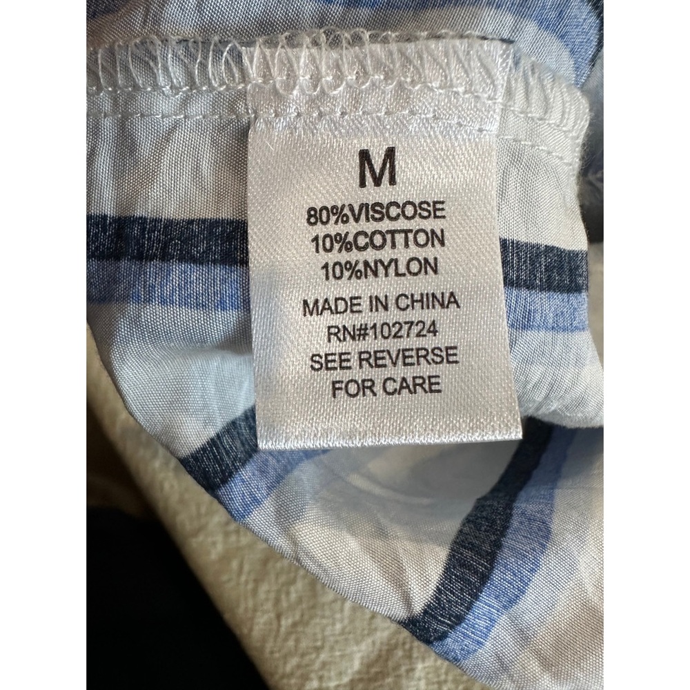 Hester & Orchard Blue White Striped Tie-Front Blouse Size M - Picture 4 of 5